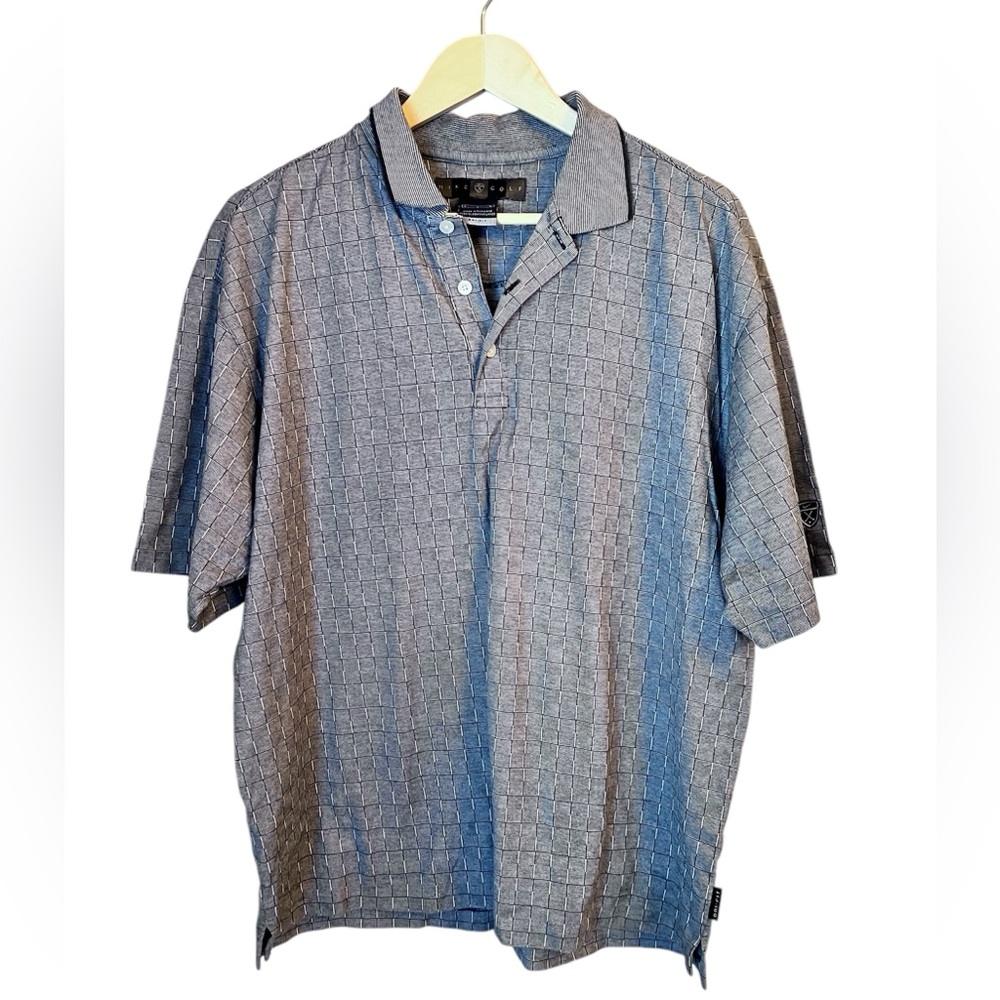 Vintage Nike Dri fit Golf Polo Short Sleeve Grey Pattern Size Large